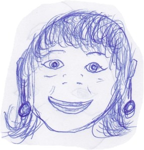 Lipstick, earrings, wig and looking twelve